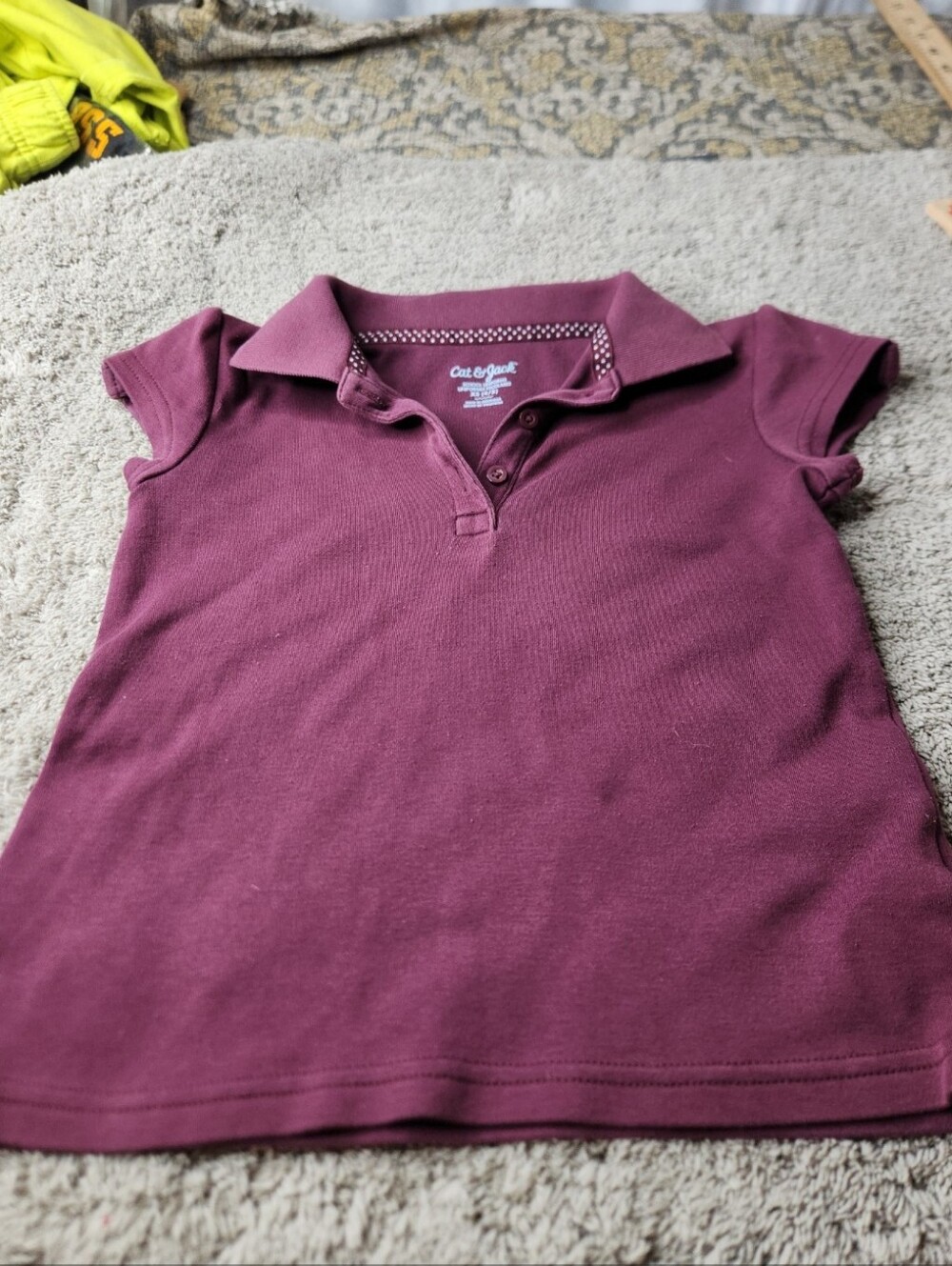 Girls' Cap Sleeve Buttoned Polo - Cat & Jack - Burgundy - XS (4/5)